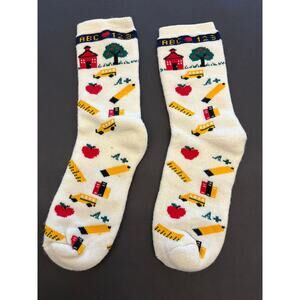 Vintage Back to School Crew Socks - Teacher Core Kitsch Retro Schoolhouse 90s